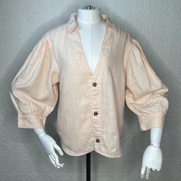 DL1961 | Candice Blouse | Color is Bellini 100% Linen, NWT - Picture 4 of 13